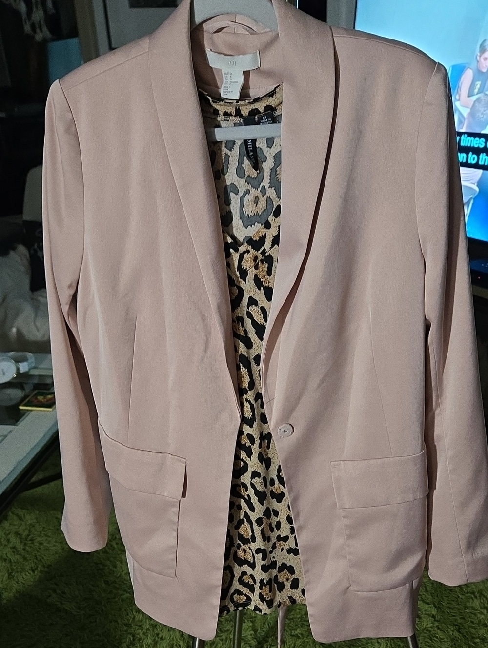 H&M Blush Pink Women's Blazer with Shawl Collar